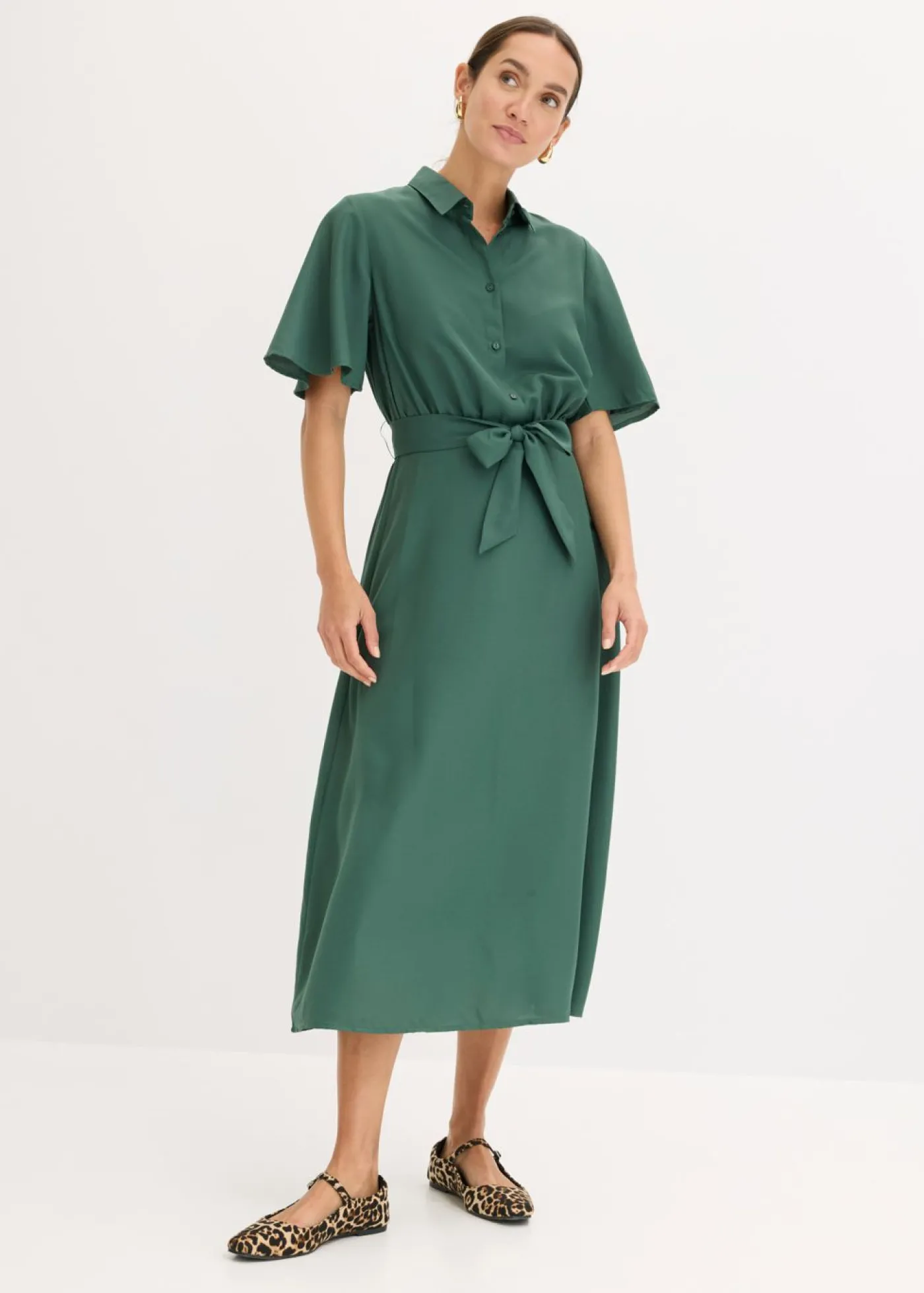 bonprix bonprix Vestido camisero con cordón verde sombra Best