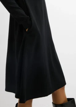 bonprix bonprix Vestido camisero con corte en A en mezcla de viscosa Negro Clearance