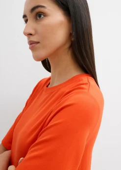 bonprix bonprix Vestido camisero con corte en A en mezcla de viscosa Rojo amapola Hot