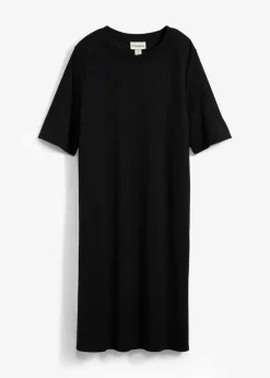 bonprix bonprix Vestido camisero con corte en A en mezcla de viscosa Negro Outlet