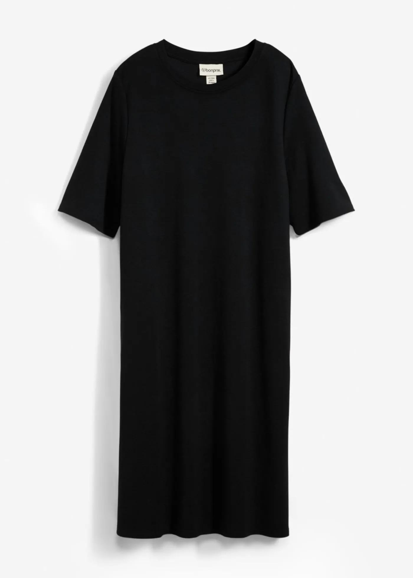 bonprix bonprix Vestido camisero con corte en A en mezcla de viscosa Negro Outlet