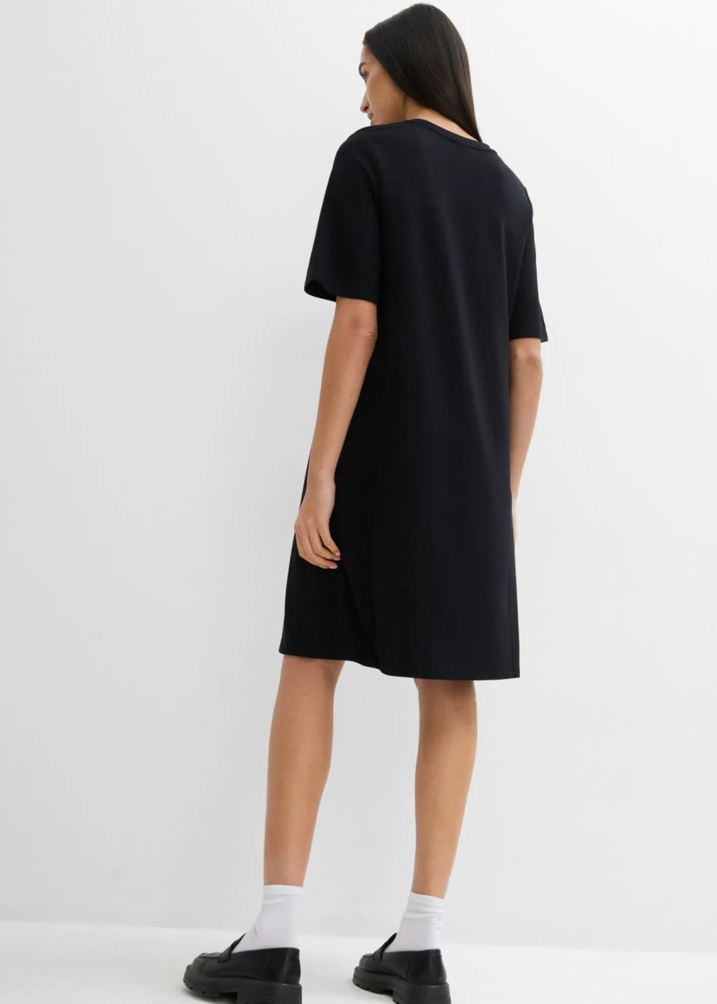 bonprix bonprix Vestido camisero con corte en A en mezcla de viscosa Negro Outlet