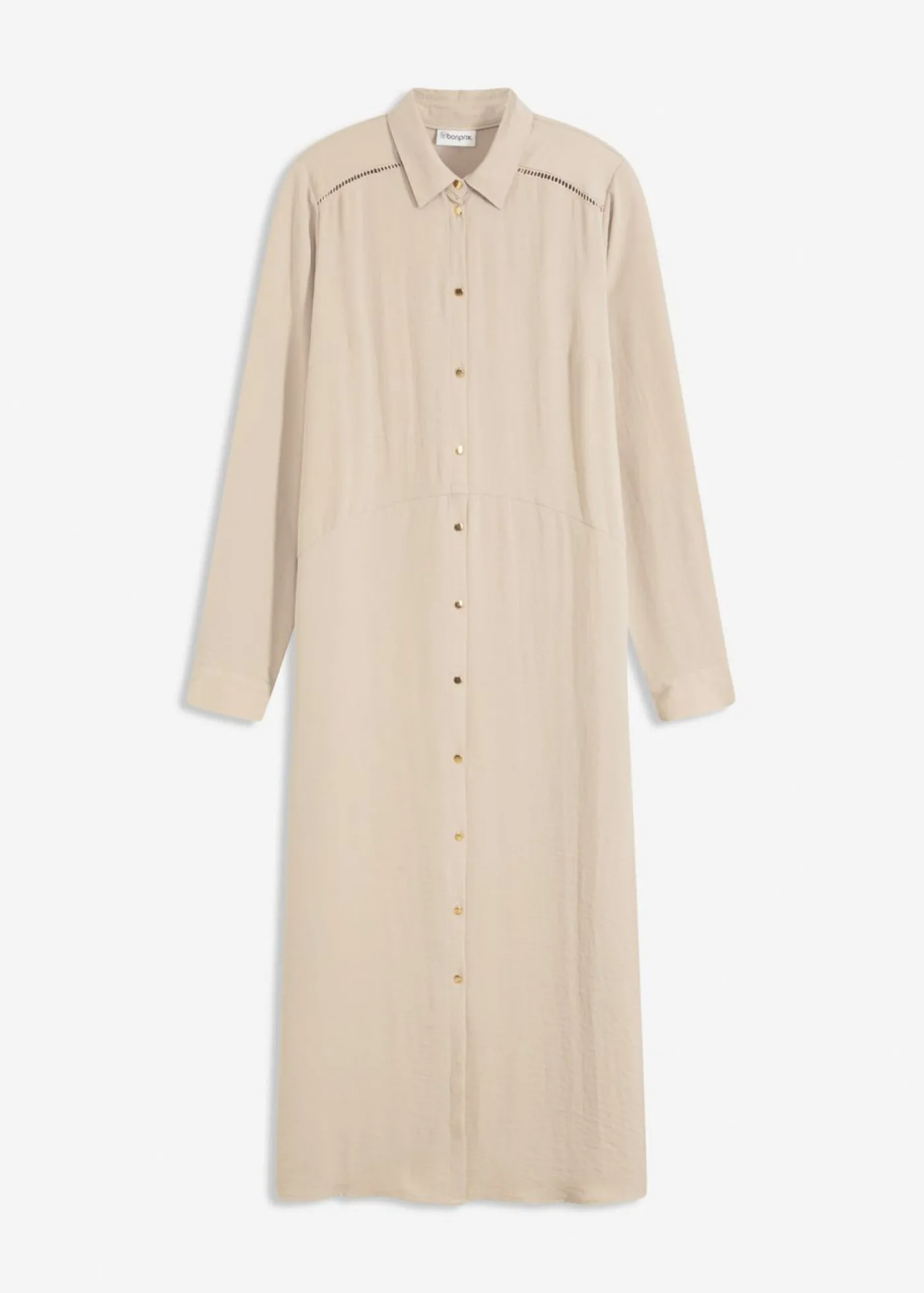 bonprix bonprix Vestido camisero con encaje en escalera Arena Sale