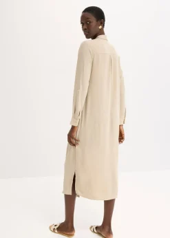 bonprix bonprix Vestido camisero con encaje en escalera Arena Sale