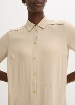 bonprix bonprix Vestido camisero con encaje en escalera Arena Sale