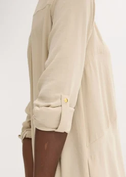 bonprix bonprix Vestido camisero con encaje en escalera Arena Sale