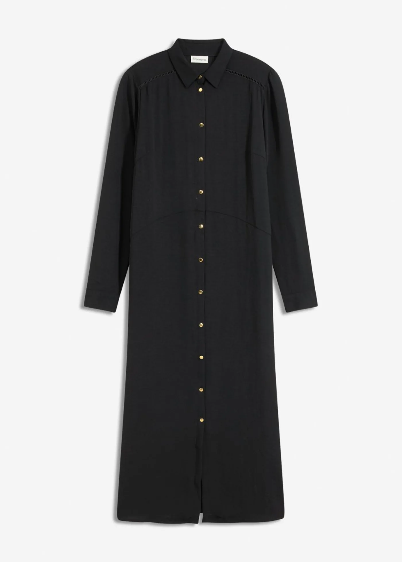 bonprix bonprix Vestido camisero con encaje en escalera Negro Discount