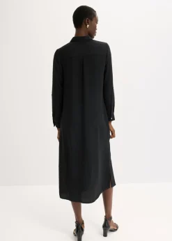 bonprix bonprix Vestido camisero con encaje en escalera Negro Discount
