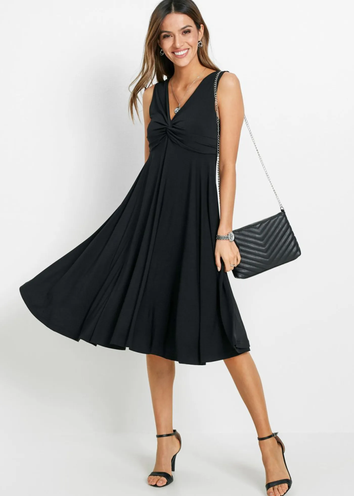 bonprix bonprix Vestido camisero con escote en V Negro Online