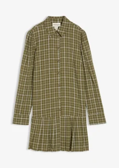 bonprix bonprix Vestido camisero con estampado de cuadros oliva a cuadros Hot