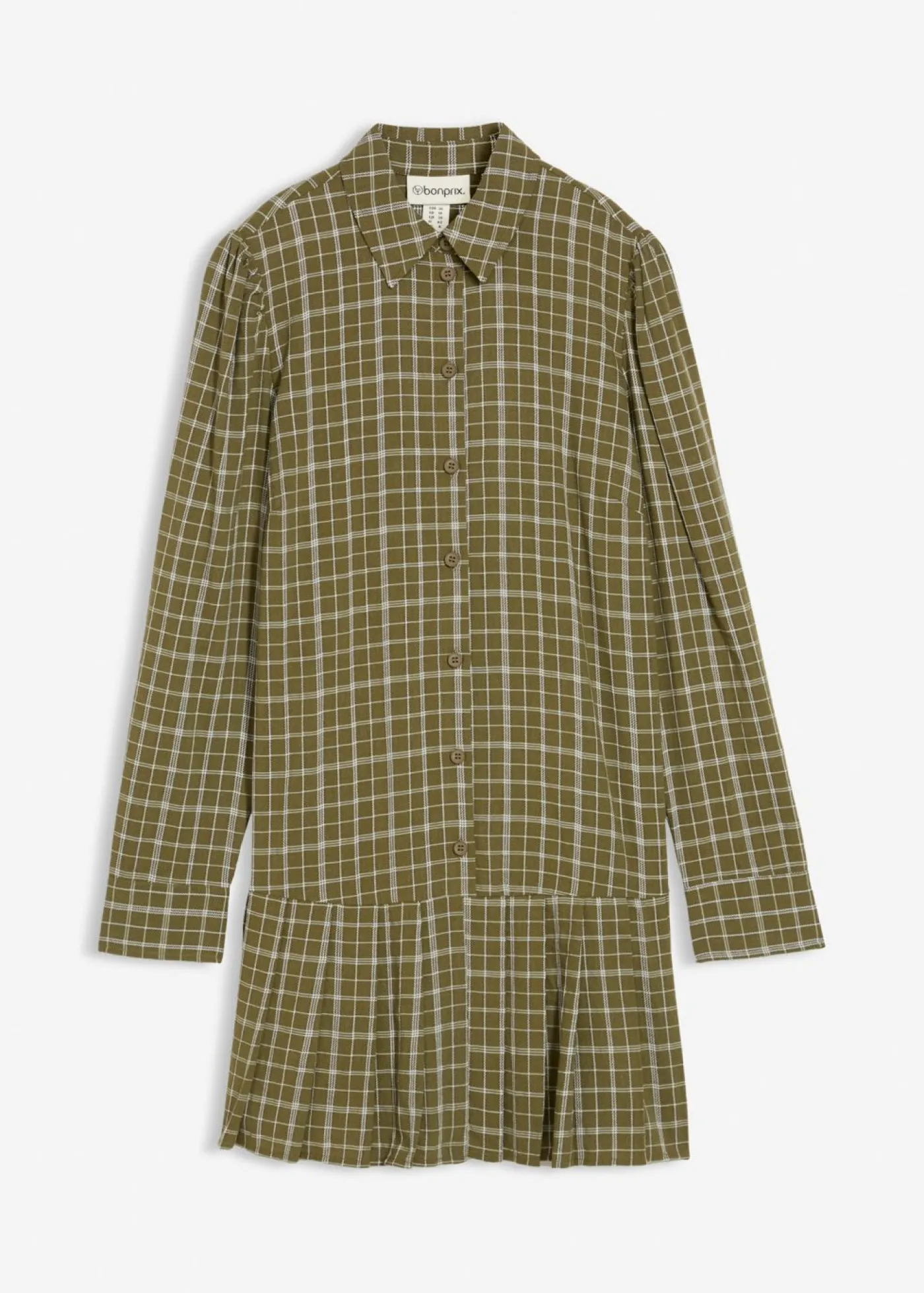bonprix bonprix Vestido camisero con estampado de cuadros oliva a cuadros Hot