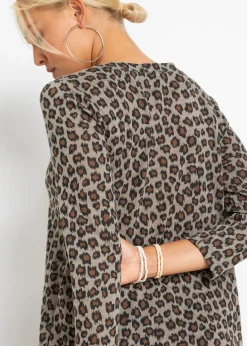 bonprix bonprix Vestido camisero con forma de globo piel de leopardo marrón Clearance
