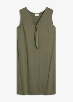 bonprix bonprix Vestido camisero con lazo Verde oliva oscuro Hot