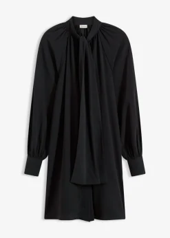 bonprix bonprix Vestido camisero con lazo en el cuello Negro Online