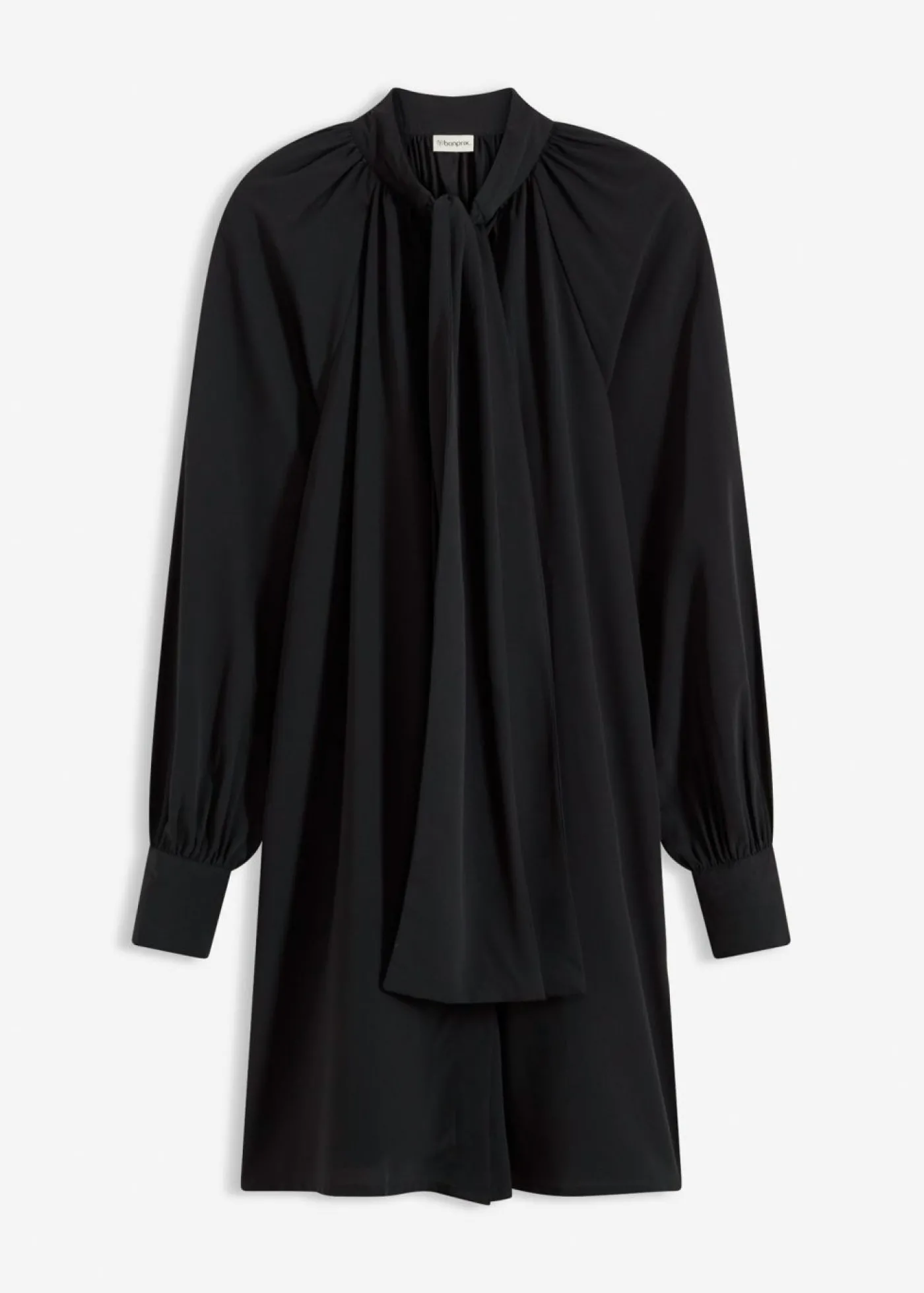 bonprix bonprix Vestido camisero con lazo en el cuello Negro Online
