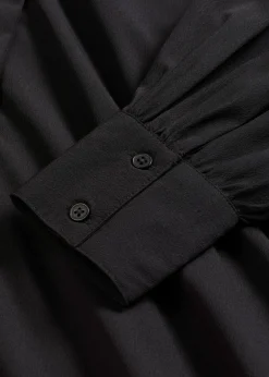 bonprix bonprix Vestido camisero con lazo en el cuello Negro Online