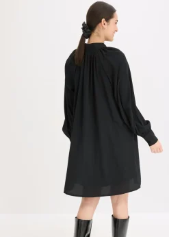 bonprix bonprix Vestido camisero con lazo en el cuello Negro Online