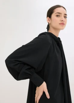 bonprix bonprix Vestido camisero con lazo en el cuello Negro Online