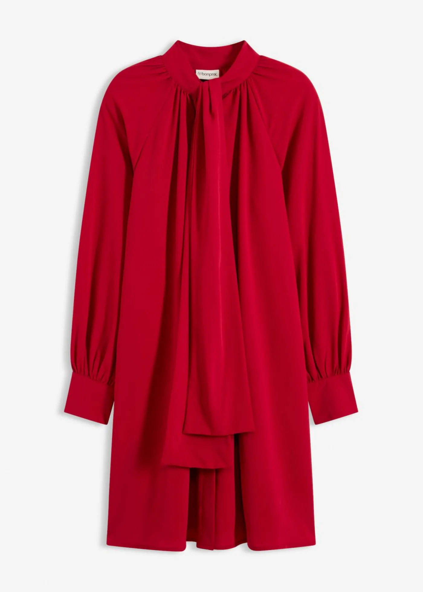 bonprix bonprix Vestido camisero con lazo en el cuello rojo cayena Hot