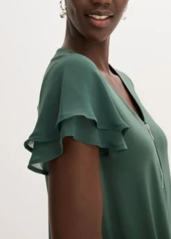 bonprix bonprix Vestido camisero con mangas de gasa verde sombra