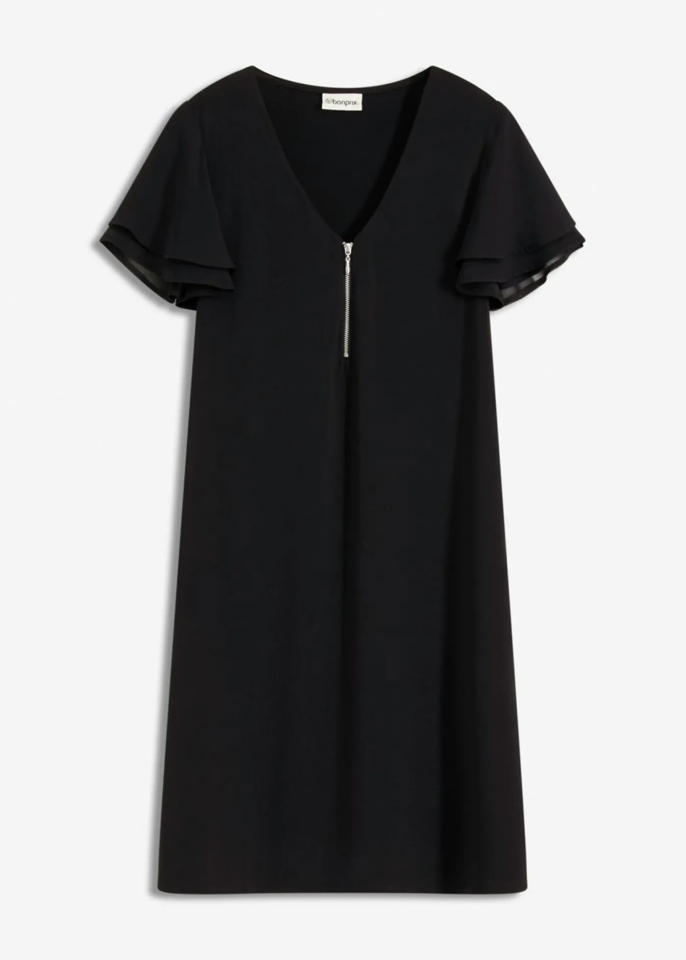 bonprix bonprix Vestido camisero con mangas de gasa Negro