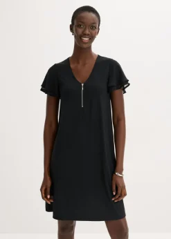 bonprix bonprix Vestido camisero con mangas de gasa Negro