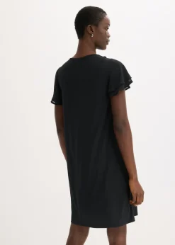bonprix bonprix Vestido camisero con mangas de gasa Negro