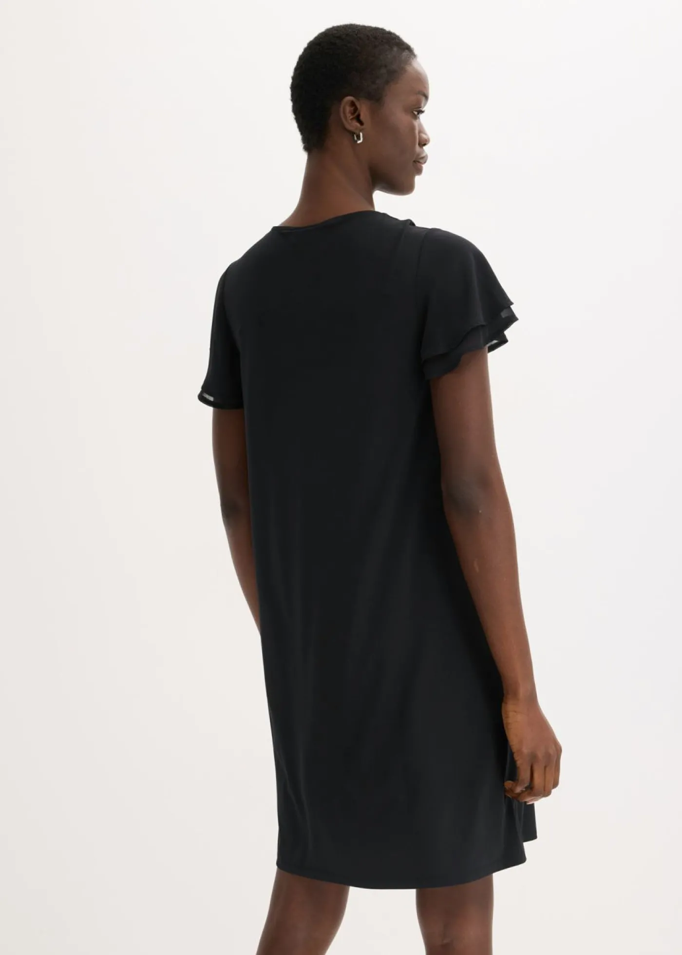 bonprix bonprix Vestido camisero con mangas de gasa Negro