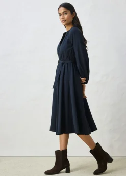 bonprix bonprix Vestido camisero con parte de seda y cinturón Negro New