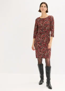 bonprix bonprix Vestido camisero con patrón  paisley Negro-rojo con patrón paisley Clearance