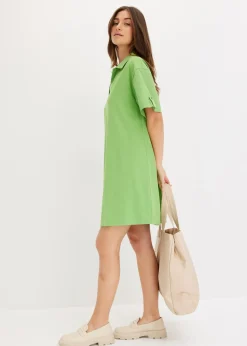 bonprix bonprix Vestido camisero confeccionado con mezcla de algodón orgánico elástico Verde trébol Best
