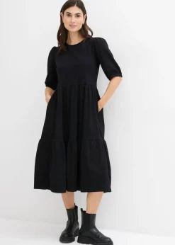 bonprix bonprix Vestido camisero de algodón puro Negro Online