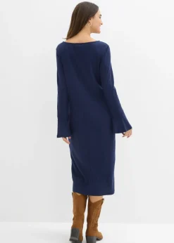 bonprix bonprix Vestido camisero de algodón puro Azul marino Discount
