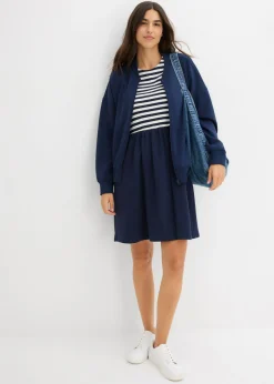 bonprix bonprix Vestido camisero de algodón puro azul marino/blanco lana con rayas Discount