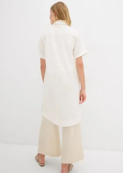 bonprix bonprix Vestido camisero de algodón puro Blanco lana