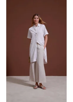 bonprix bonprix Vestido camisero de algodón puro Blanco lana