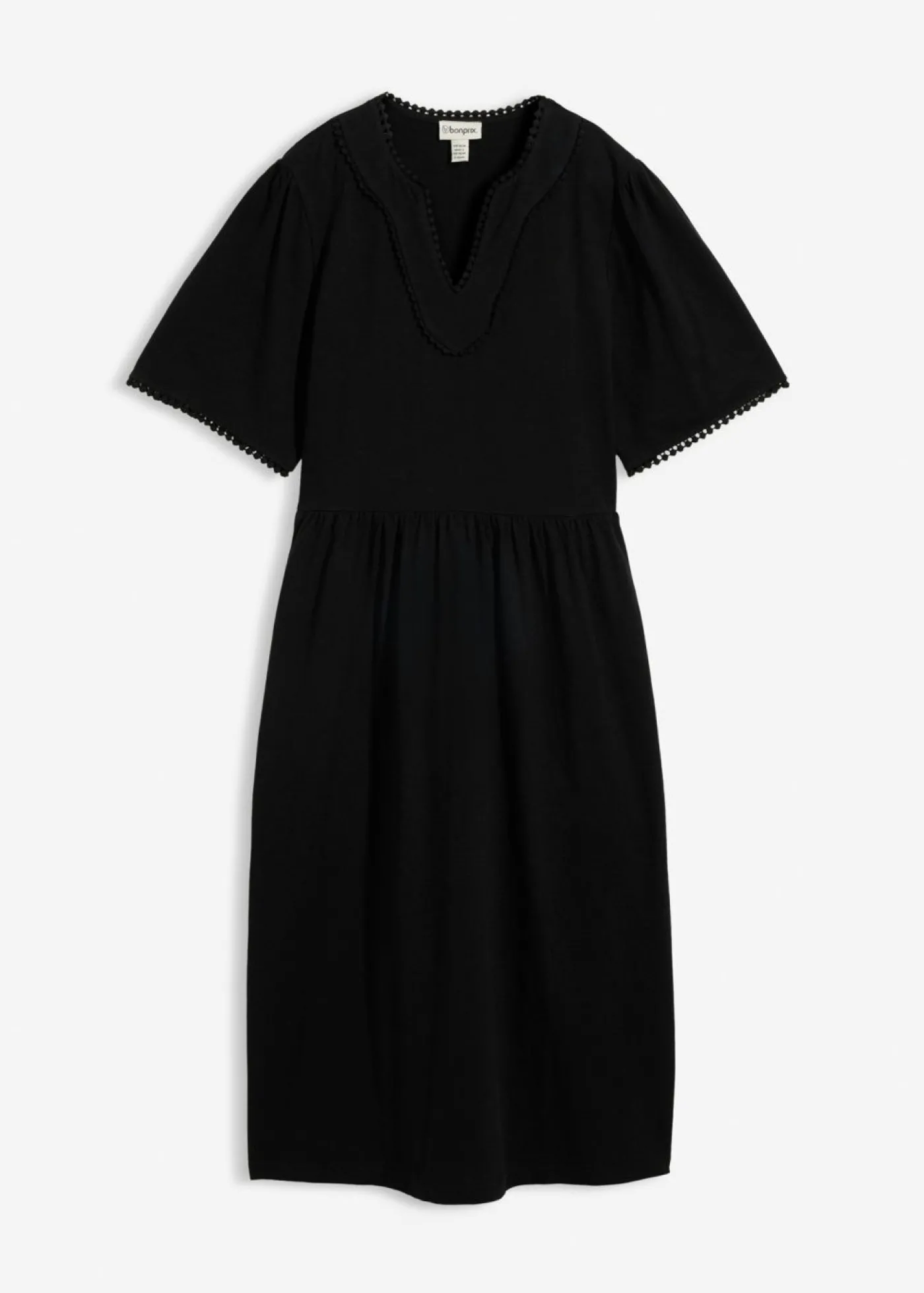 bonprix bonprix Vestido camisero de algodón puro Negro Discount