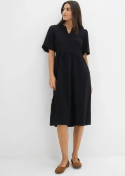 bonprix bonprix Vestido camisero de algodón puro Negro Discount