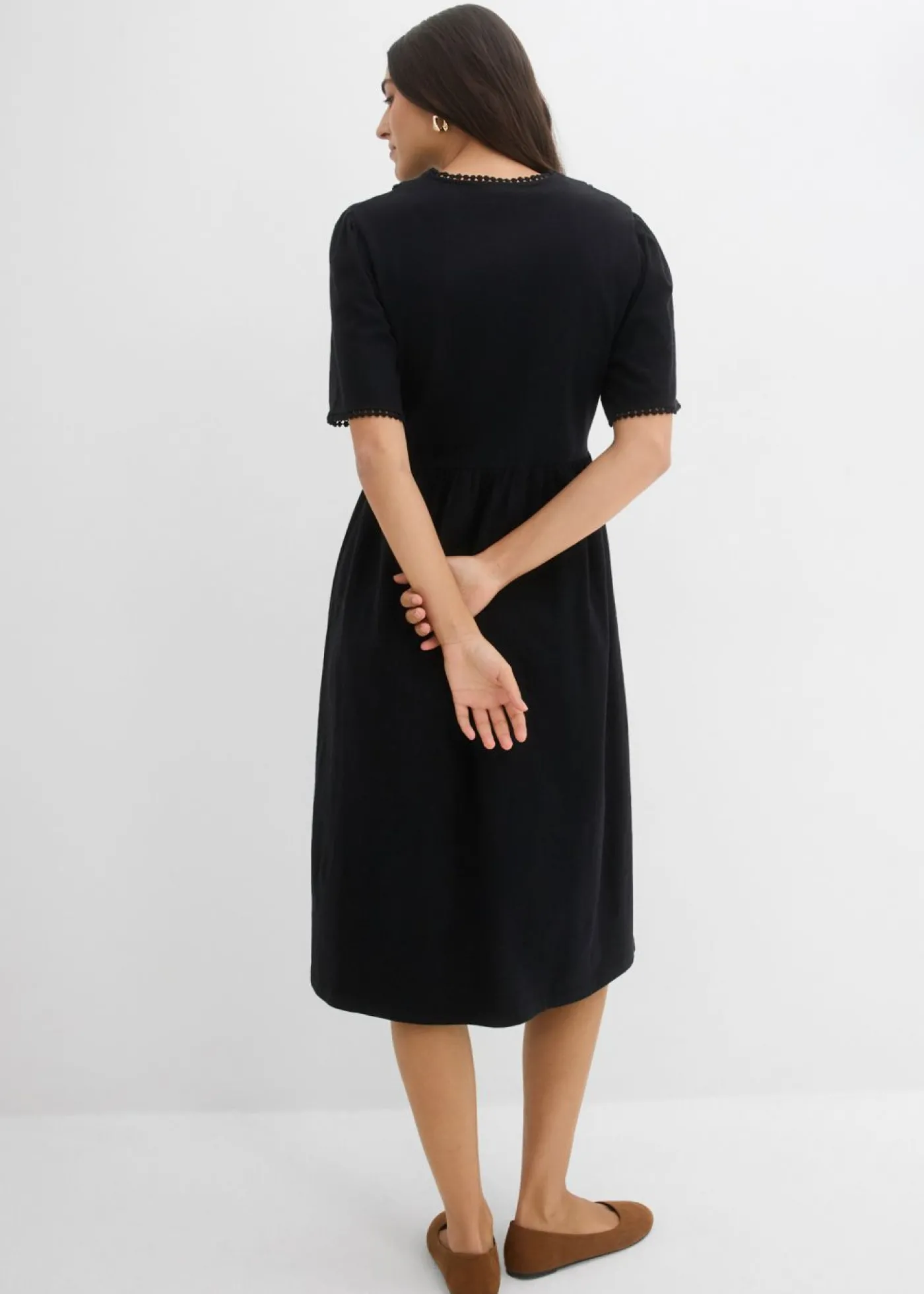 bonprix bonprix Vestido camisero de algodón puro Negro Discount