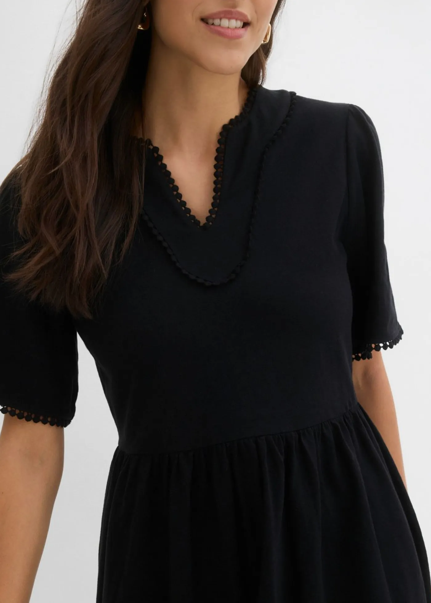 bonprix bonprix Vestido camisero de algodón puro Negro Discount