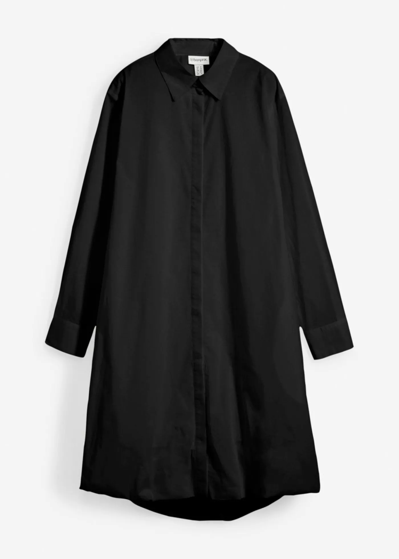 bonprix bonprix Vestido camisero de algodón puro con dobladillo abullonado Negro