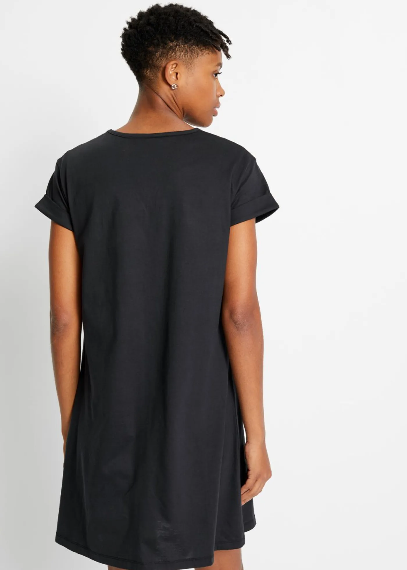 bonprix bonprix Vestido camisero de algodón orgánico puro Negro estampado Online