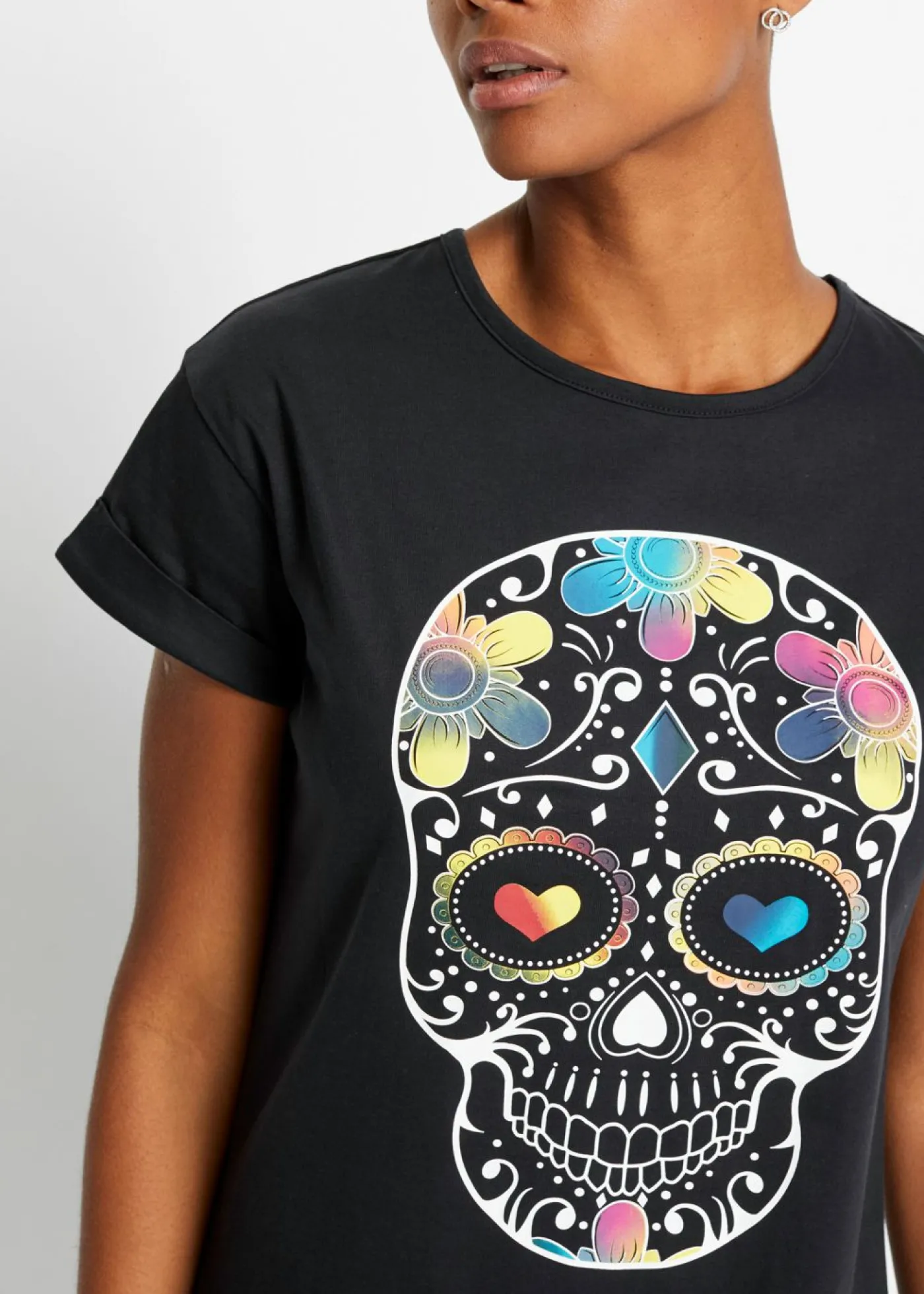 bonprix bonprix Vestido camisero de algodón orgánico puro Negro estampado Online