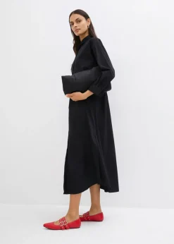bonprix bonprix Vestido camisero de algodón puro Negro Hot