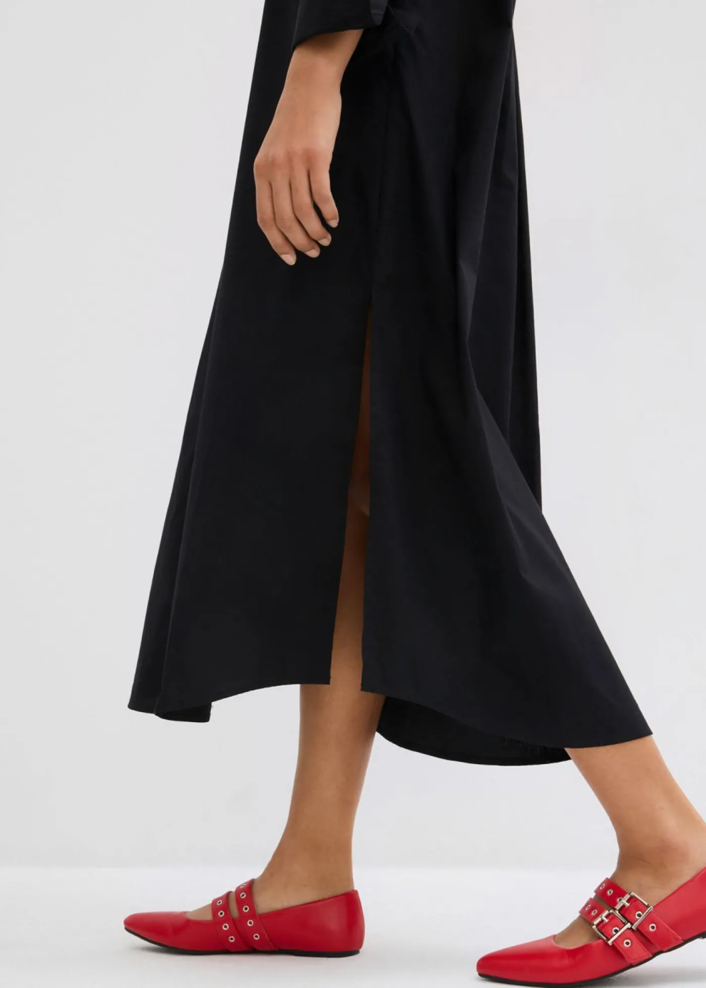 bonprix bonprix Vestido camisero de algodón puro Negro Hot
