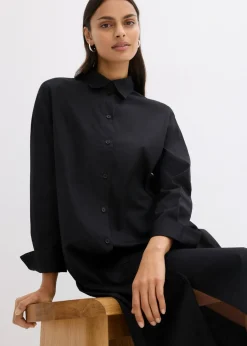 bonprix bonprix Vestido camisero de algodón puro Negro Hot