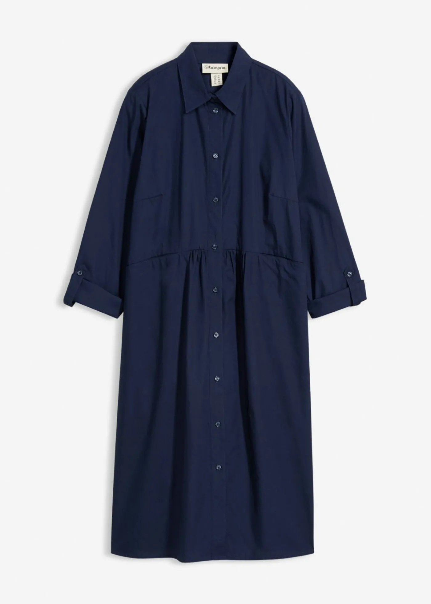 bonprix bonprix Vestido camisero de algodón puro Azul marino