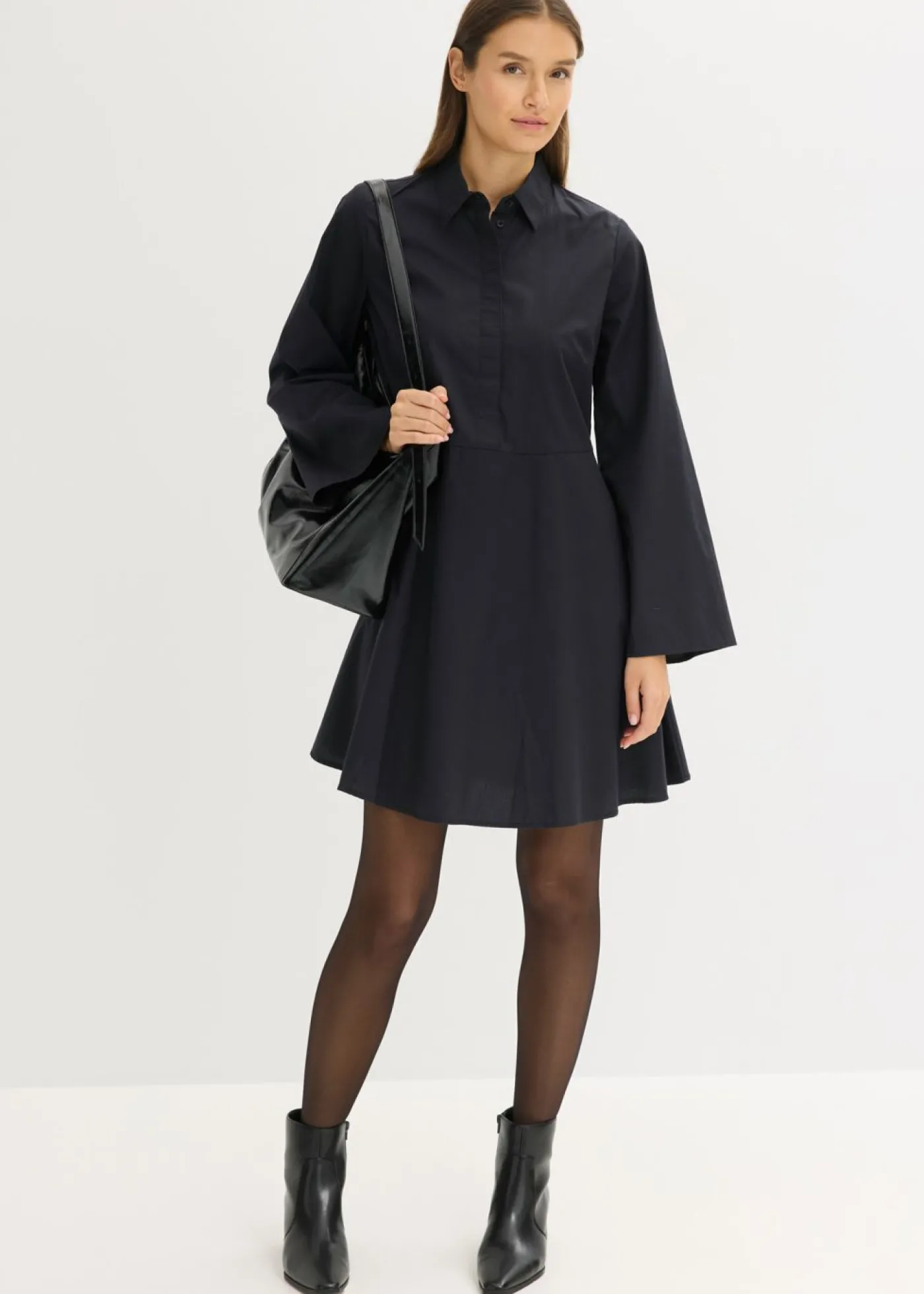 bonprix bonprix Vestido camisero de algodón puro Negro New