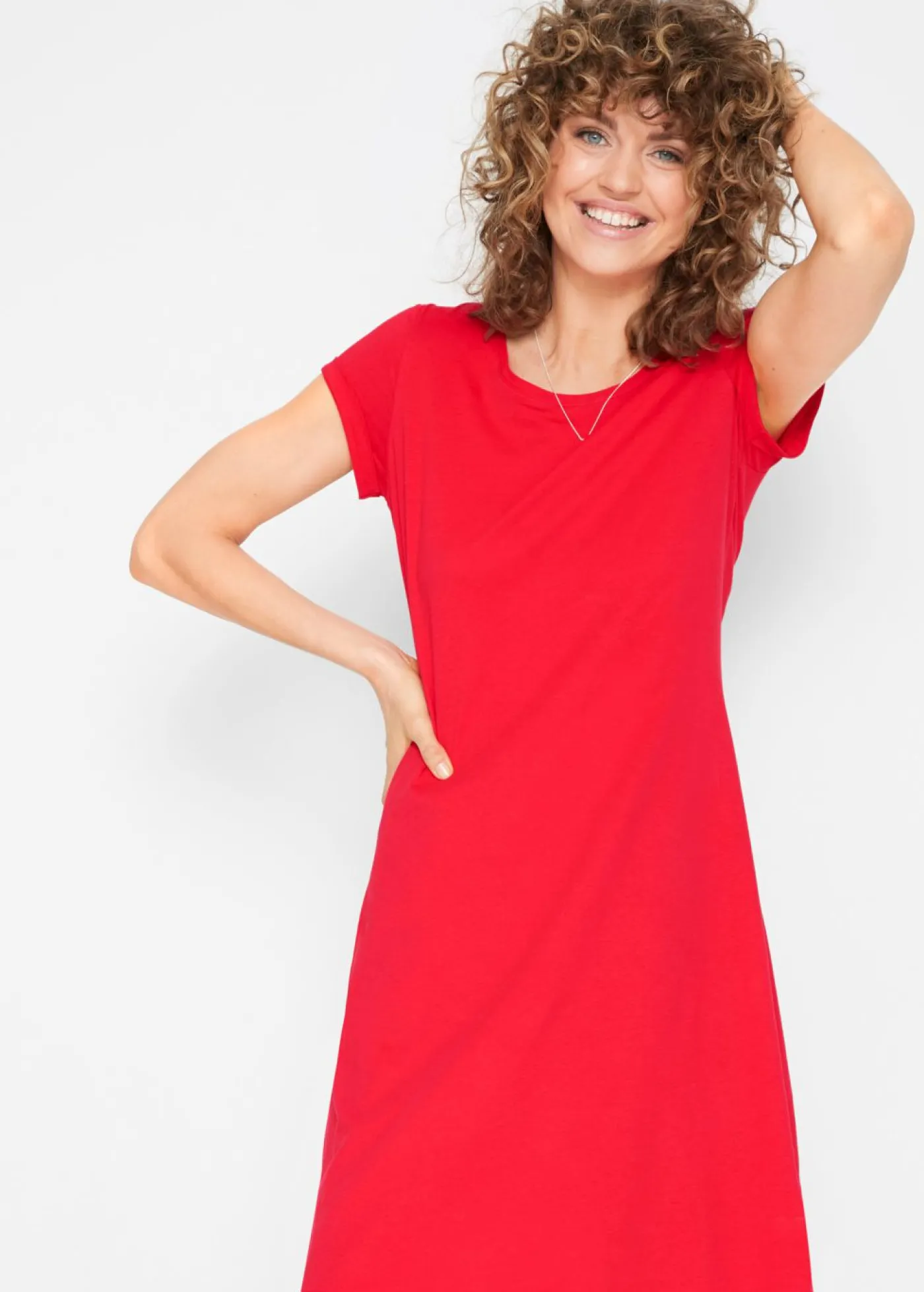 bonprix bonprix Vestido camisero de algodón orgánico puro fresa Discount