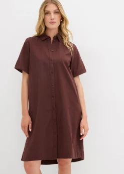 bonprix bonprix Vestido camisero de algodón puro Marrón tierra Outlet